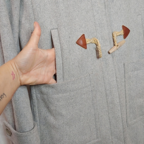 J. Crew Melton Wool Blend Melton Toggle Duffle Coat Jacket Light Gray C8555 4 - Picture 7 of 16